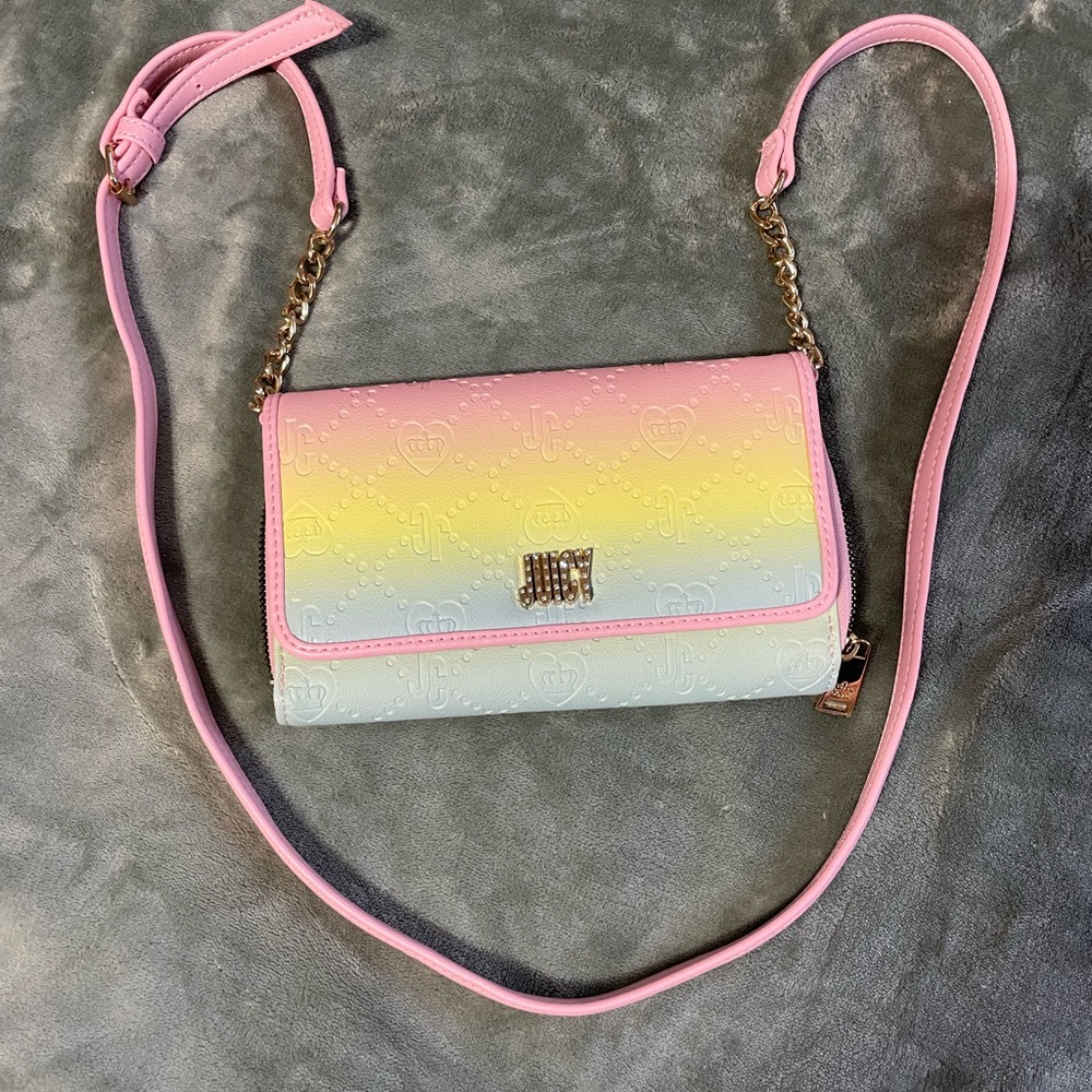 Juicy Couture Pink and Yellow Backpack with Wallet - Picture 9 of 12